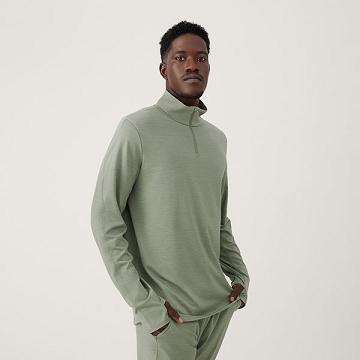 Green Men's Allbirds Performance Quarter Zip Hoodie | ZA4325RW