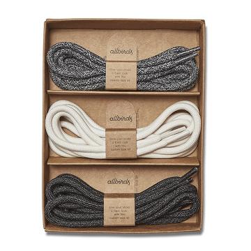 Grey / White / Black Men's Allbirds Runner Kit Laces | ZA4387ZG