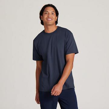 Navy Men's Allbirds Allgood Cotton T Shirts | ZA4297UT