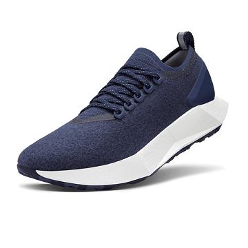 Navy Men's Allbirds Wool Flyer Mizzles Waterproof Shoes | ZA4239DN