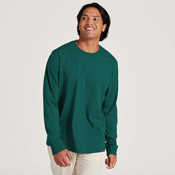 Turquoise Men's Allbirds Allgood Cotton Long Sleeve T Shirts | ZA4291DN