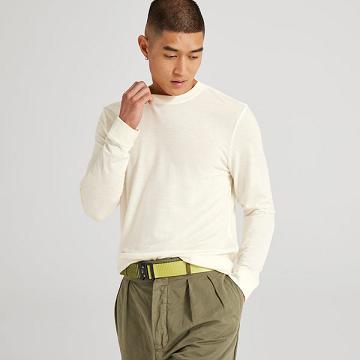 White Men's Allbirds Long Sleeve Sea T Shirts | ZA4284LH