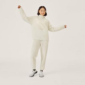 White Women's Allbirds Fluff Fleece Pants | ZA4765UT