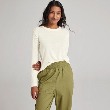 White Women's Allbirds Long Sleeve Sea T Shirts | ZA4731FM